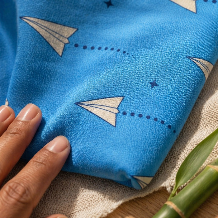 Mimi Swaddle Wrap | Paper Airplane | Little Voyager | Bamboo-Muslin, 3× Softer, 120×120cm | 0-6M
