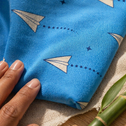 Mimi Swaddle Wrap | Paper Airplane | Little Voyager | Bamboo-Muslin, 3× Softer, 120×120cm | 0-6M