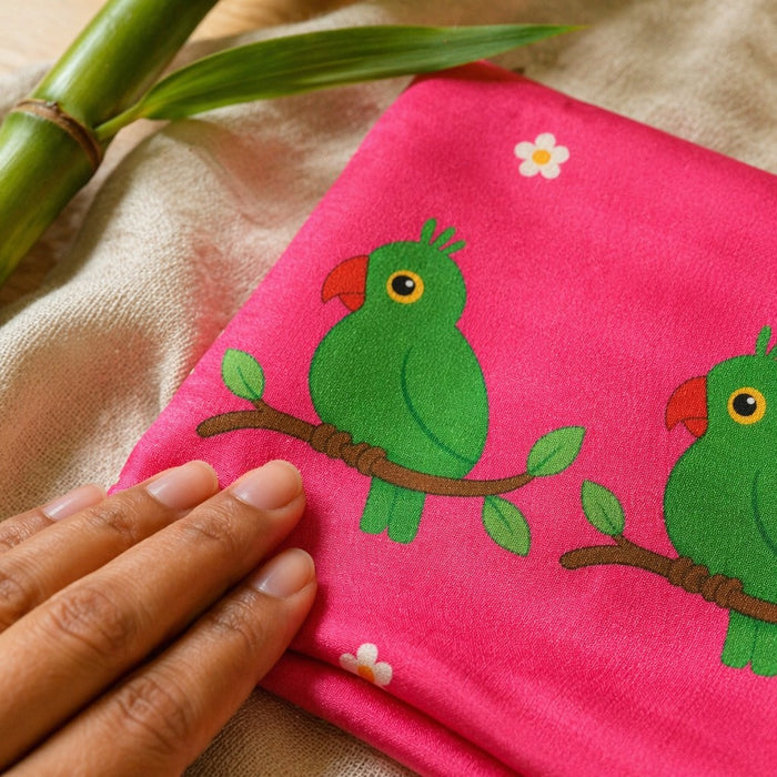 Mimi Swaddle Wrap | Parrot on Branch | Tropicale | Bamboo-Muslin, 3× Softer, 120×120cm | 0-6M