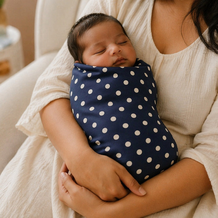 Mimi Swaddle Wrap | Polka Dots | Geo Play | Bamboo-Muslin, 3× Softer, 120×120cm | 0-6M