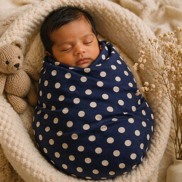 Mimi Swaddle Wrap | Polka Dots | Geo Play | Bamboo-Muslin, 3× Softer, 120×120cm | 0-6M