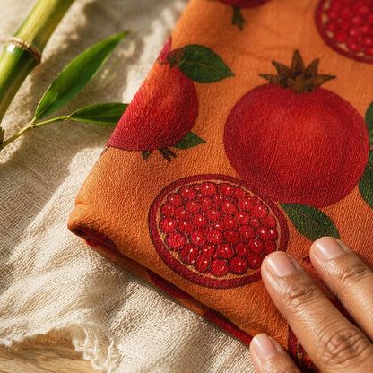 Mimi Swaddle Wrap | Pomegranate Crown | Orchard | Bamboo-Muslin, 3× Softer, 120×120cm | 0-6M