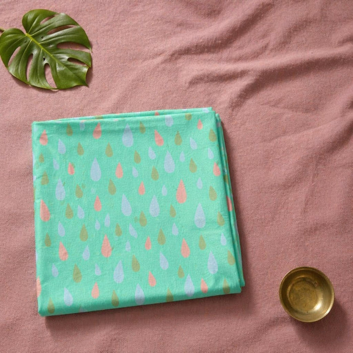 Mimi Swaddle Wrap | Raindrop Scatter | Monsoon Magic | Bamboo-Muslin, 3× Softer, 120×120cm | 0-6M