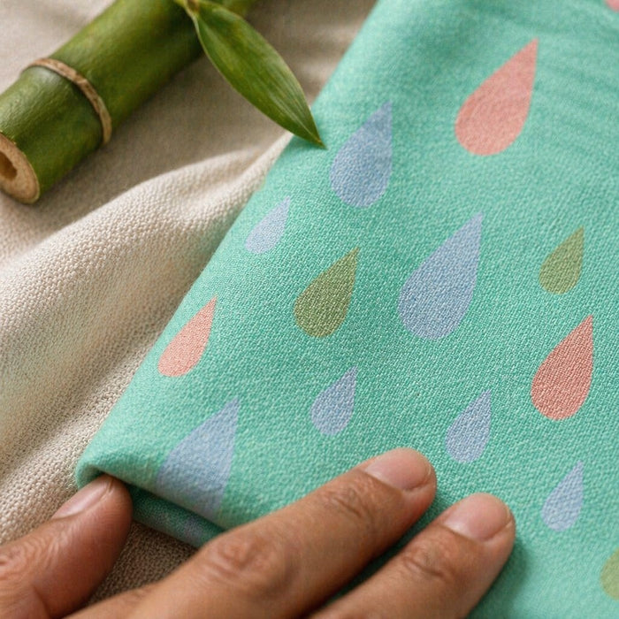 Mimi Swaddle Wrap | Raindrop Scatter | Monsoon Magic | Bamboo-Muslin, 3× Softer, 120×120cm | 0-6M