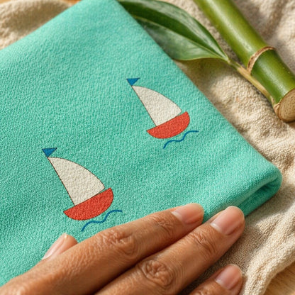 Mimi Swaddle Wrap | Sailboat | Little Voyager | Bamboo-Muslin, 3× Softer, 120×120cm | 0-6M