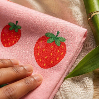 Mimi Swaddle Wrap | Strawberry Patch | Blossom | Bamboo-Muslin, 3× Softer, 120×120cm | 0-6M