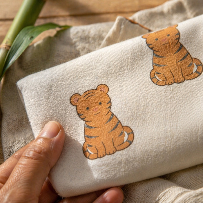 Mimi Swaddle Wrap | Tiger Cub | Safari Tales | Bamboo-Muslin, 3× Softer, 120×120cm | 0-6M