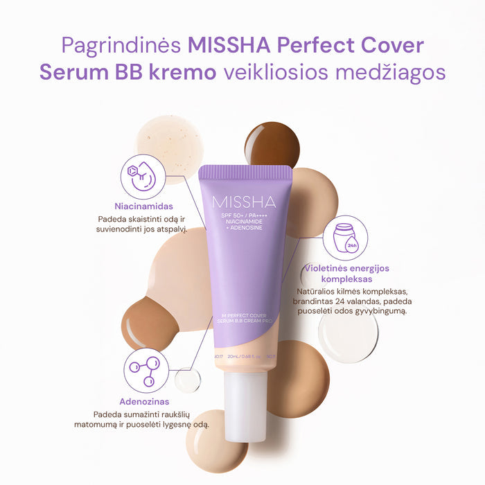 MISSHA M Perfect Cover Serum BB Cream PRO - kremas SPF50 PA+++, 20ml