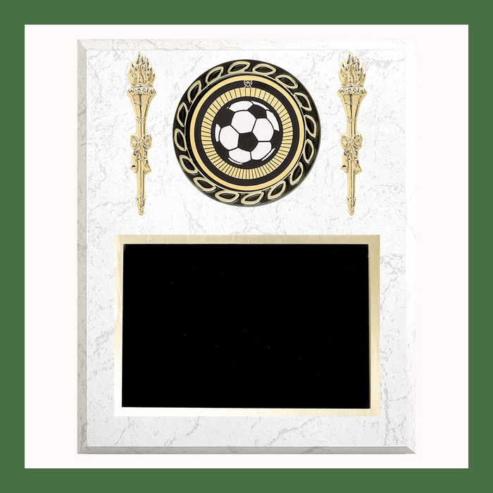 Mylar Wreath Subject Mounts With Torches For White Marble Finish Plaque