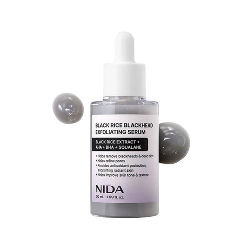 NIDA Black Rice Blackhead Exfoliating Serum - šveičiamasis veido serumas