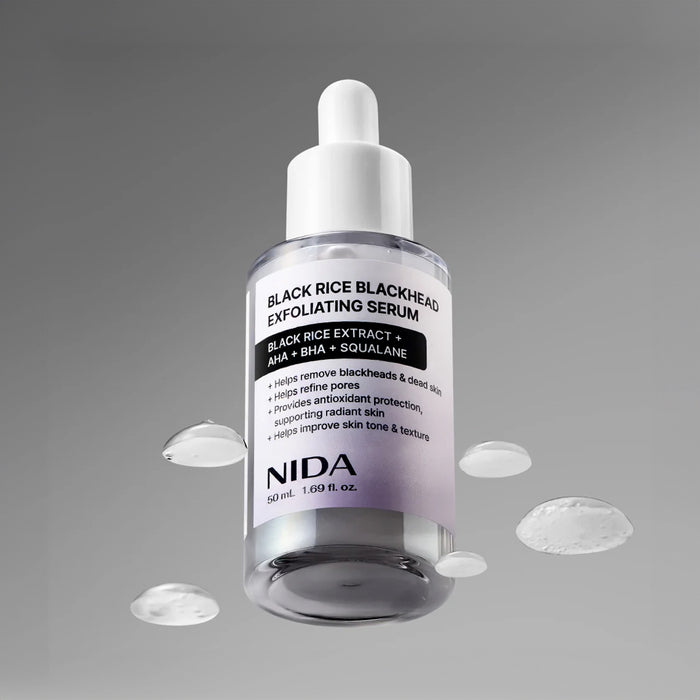 NIDA Black Rice Blackhead Exfoliating Serum - šveičiamasis veido serumas