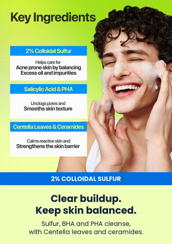 Numbuzin No.0 cleansing foam with sulfur salicylic acid PHA centella and ceramides
