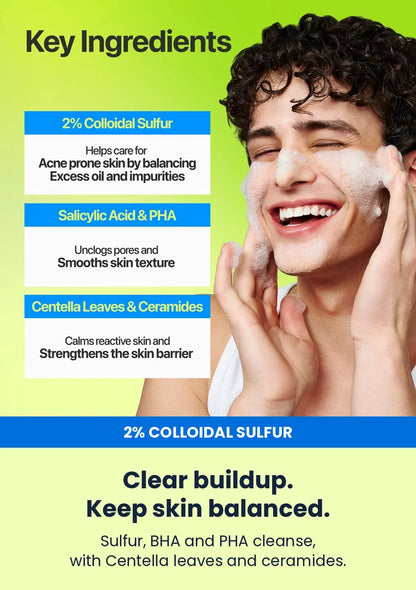 Numbuzin No.0 cleansing foam with sulfur salicylic acid PHA centella and ceramides
