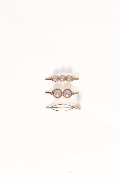 Henrietta Hair Clip Set - Gold/Pearl