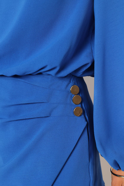 Galen Long Sleeve Romper - Paris Blue