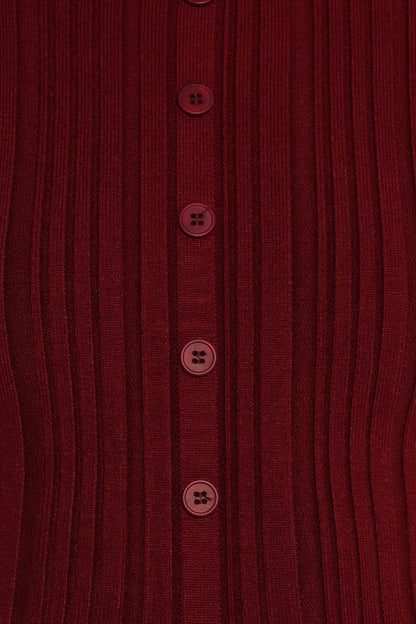 Hatte Cardigan Top - Dark Cherry