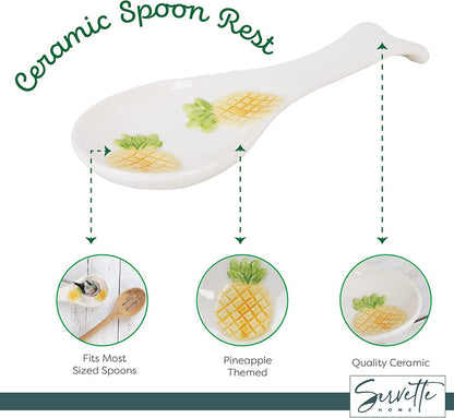 Pineapple Collection Matching Gift Set - Ceramic Napkin Holder, Spoon Rest & Salt & Pepper Shakers