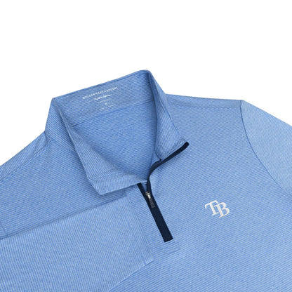 Rays Men's Holderness & Bourne TB Blue Striped Royce 1/4 Zip Pullover