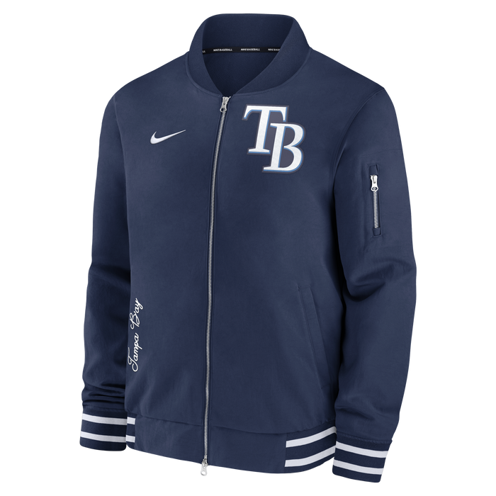 Rays Men's Nike Navy TB Authentic Collection Full-Zip Bomber Jacket