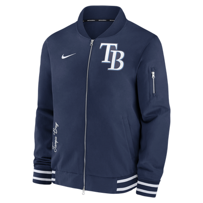 Rays Men's Nike Navy TB Authentic Collection Full-Zip Bomber Jacket