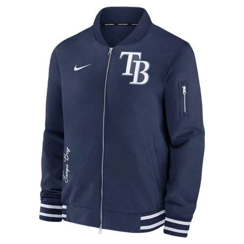Rays Men's Nike Navy TB Authentic Collection Full-Zip Bomber Jacket