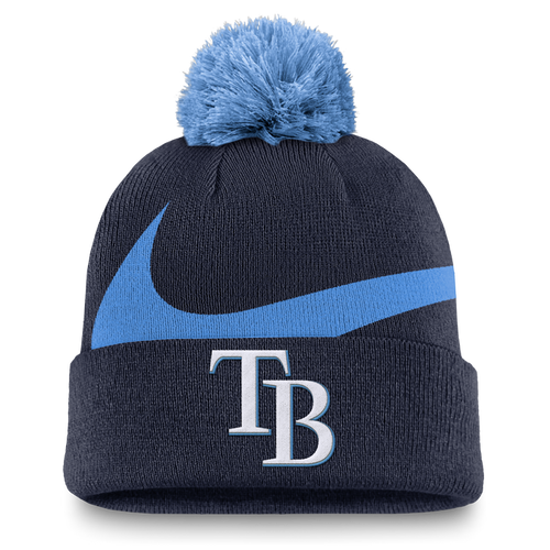 Rays Nike Navy TB Primetime Peak Pom Knit Hat