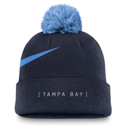 Rays Nike Navy TB Primetime Peak Pom Knit Hat