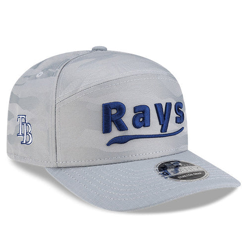 Rays New Era Gray Script TB Split Panel 9Seventy Stretch-Snap Hat