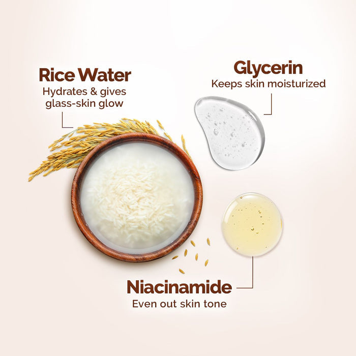Rice Dewy Bright Face Wash With Rice Water & Niacinamide for Glass Skin - 100 ml (Pack of 2)