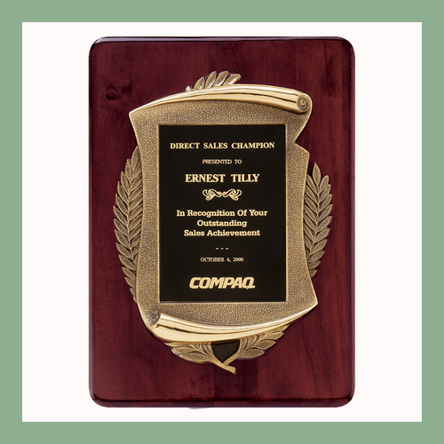 Rosewood Piano Finish Plaque with Antique Bronze Casting