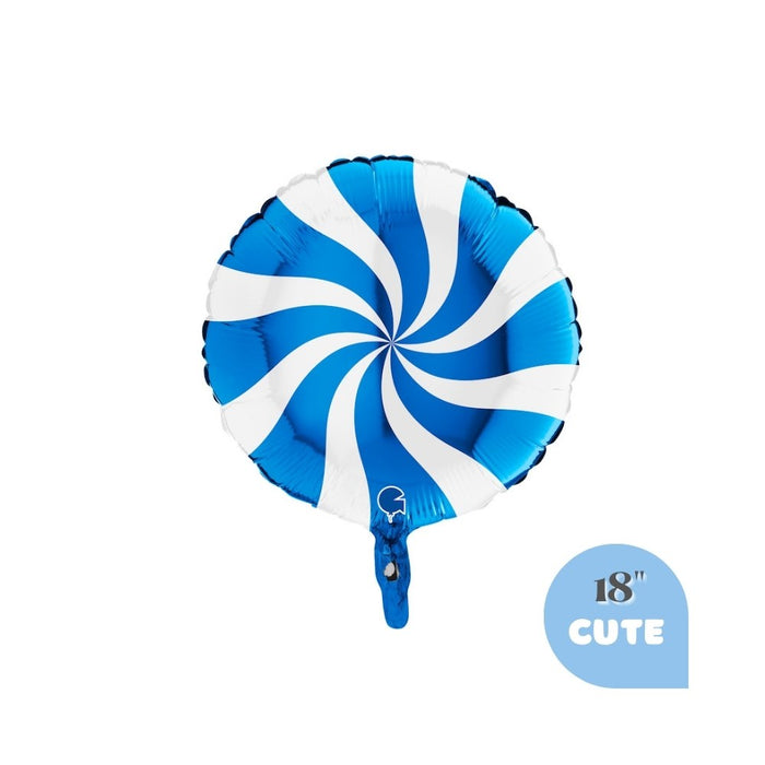 Royal Blue Peppermint Candy Foil Balloon 18" - Modern Christmas Holiday Party Decoration