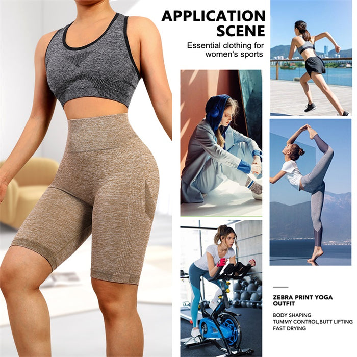 Seamless High Waist Butt Lift Yoga Pants Fitness Gym Workout Calf-Length Leggings