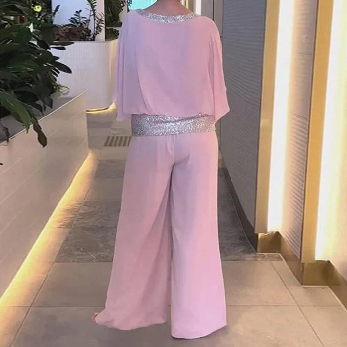 Sequined Colorblock Elegant Two-piece Set