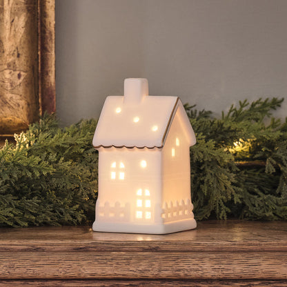 Set of 3 White Light Up Houses