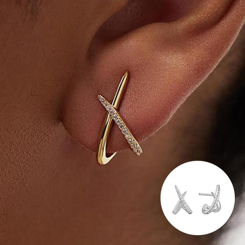 Simple Versatile Crossover Style Earrings