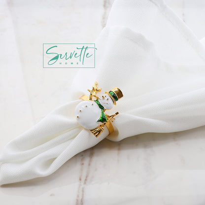 gold snowman napkin rings