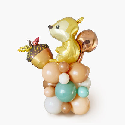 Squirrel and Acorn Balloon Column - Woodland Animal Birthday Party Balloon Decoration for Kids