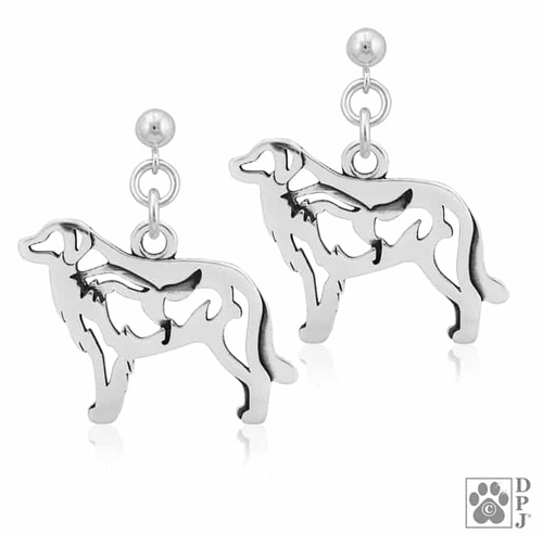"Sterling Silver Great Pyrenees Earrings, w/Fox In Body"