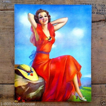 SUMMER DAYS Art Lithograph Pinup Print 1940s