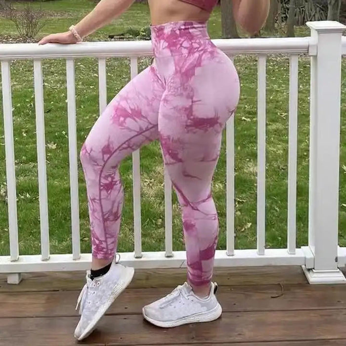Tie Dye High Waisted Yoga Pants Butt Lifting Scrunch Workout Leggings