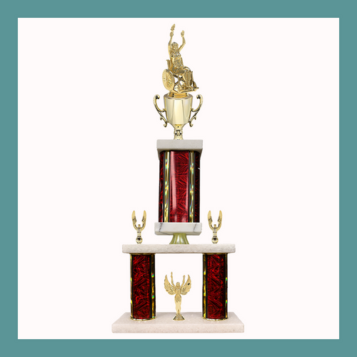 Wheelchair Marble Mini Two Poster Pedestal Trophy With Cup